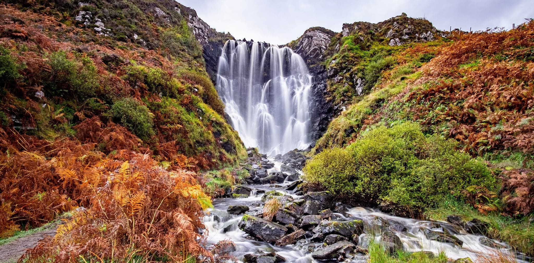 A Highland waterfall in autumn